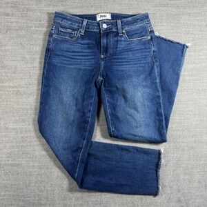 PAIGE Skyline Skinny Crop Jeans Women's 26 Blue Raw Hem Stretch Denim